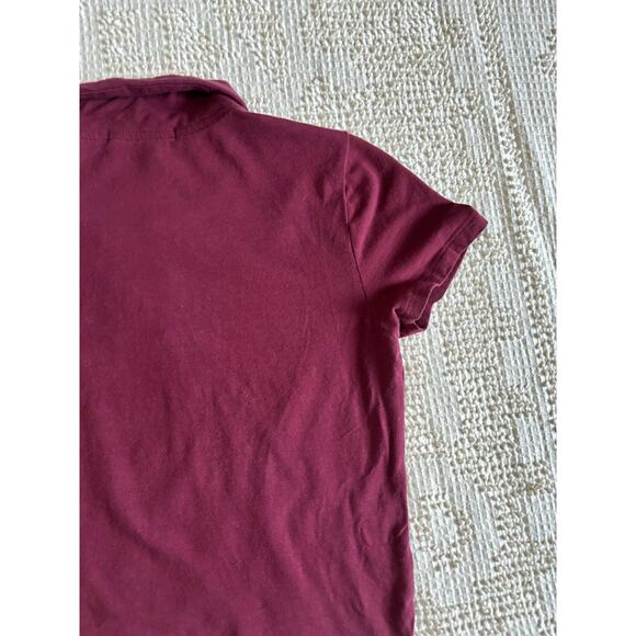 Forever 21 Cropped Polo Shirt Maroon Size Medium Pre-Owned - Picture 9 of 10